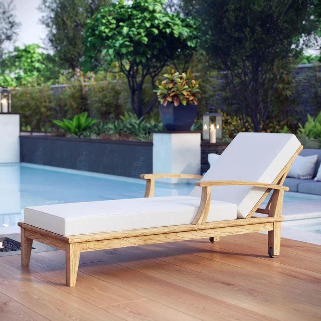 Alt view image 12 of 13 - Marina Outdoor Patio Teak Single Chaise - Natural Gray