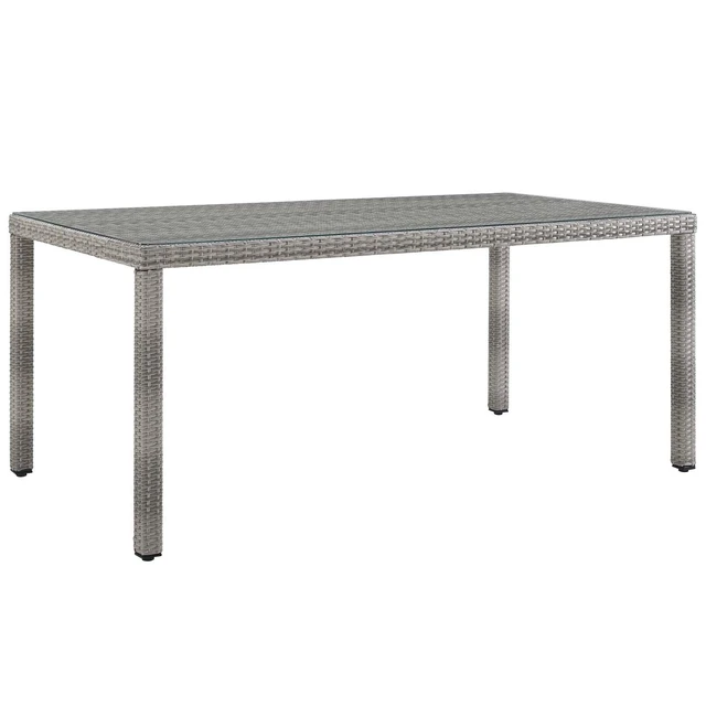 Alt view image 6 of 10 - Aura 68" Outdoor Patio Wicker Rattan Dining Table - Gray