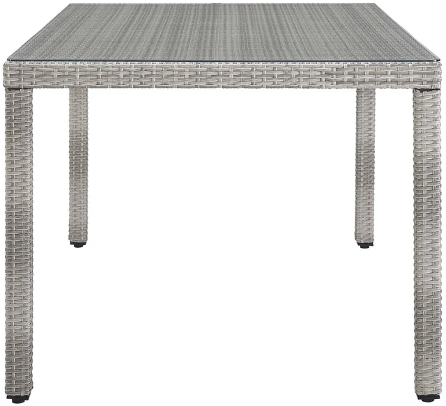 Alt view image 10 of 10 - Aura 68" Outdoor Patio Wicker Rattan Dining Table - Gray