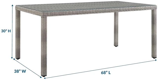 Alt view image 9 of 10 - Aura 68" Outdoor Patio Wicker Rattan Dining Table - Gray