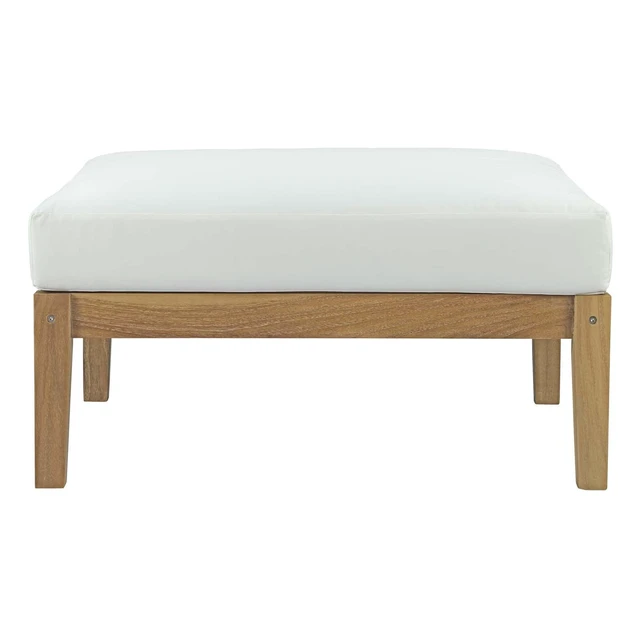 Alt view image 6 of 8 - Bayport Outdoor Patio Teak Ottoman - Natural White