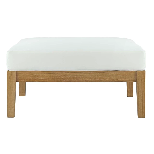 Alt view image 7 of 8 - Bayport Outdoor Patio Teak Ottoman - Natural White