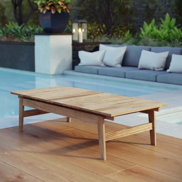 Alt view image 8 of 8 - Bayport Outdoor Patio Teak Coffee Table - Natural