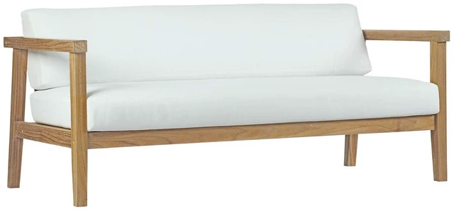 Alt view image 5 of 8 - Bayport Outdoor Patio Teak Sofa - Natural White