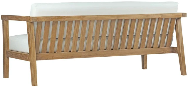 Alt view image 6 of 8 - Bayport Outdoor Patio Teak Sofa - Natural White