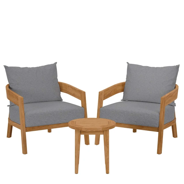 Alt view image 7 of 13 - Brisbane 3-Piece Teak Wood Outdoor Patio Outdoor Patio Set