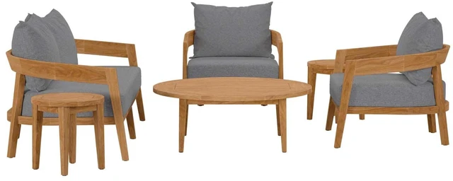 Alt view image 8 of 13 - Brisbane 6-Piece Teak Wood Outdoor Patio Outdoor Patio Set