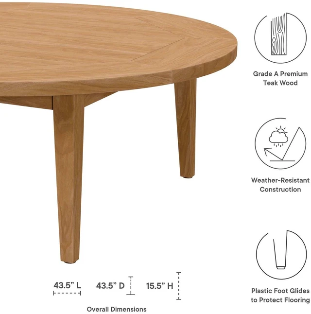 Alt view image 12 of 13 - Brisbane Teak Wood Outdoor Patio Coffee Table