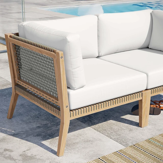 Alt view image 7 of 7 - Clearwater Outdoor Patio Teak Wood Loveseat