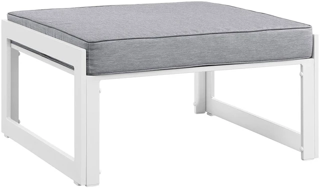 Main image of Fortuna Outdoor Patio Ottoman White Gray