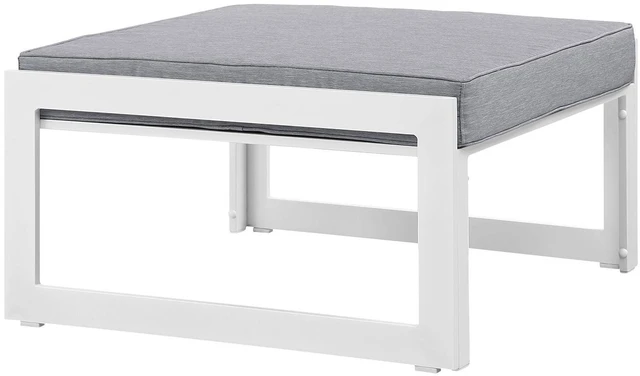 Alt view image 3 of 3 - Fortuna Outdoor Patio Ottoman White Gray