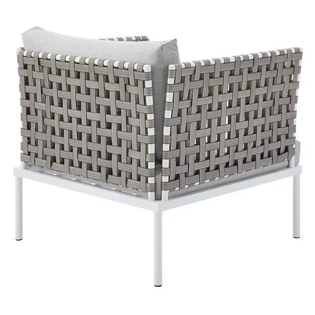 Alt view image 9 of 13 - Harmony Sunbrella Basket Weave Outdoor Patio Aluminum Armchair Tan Gray