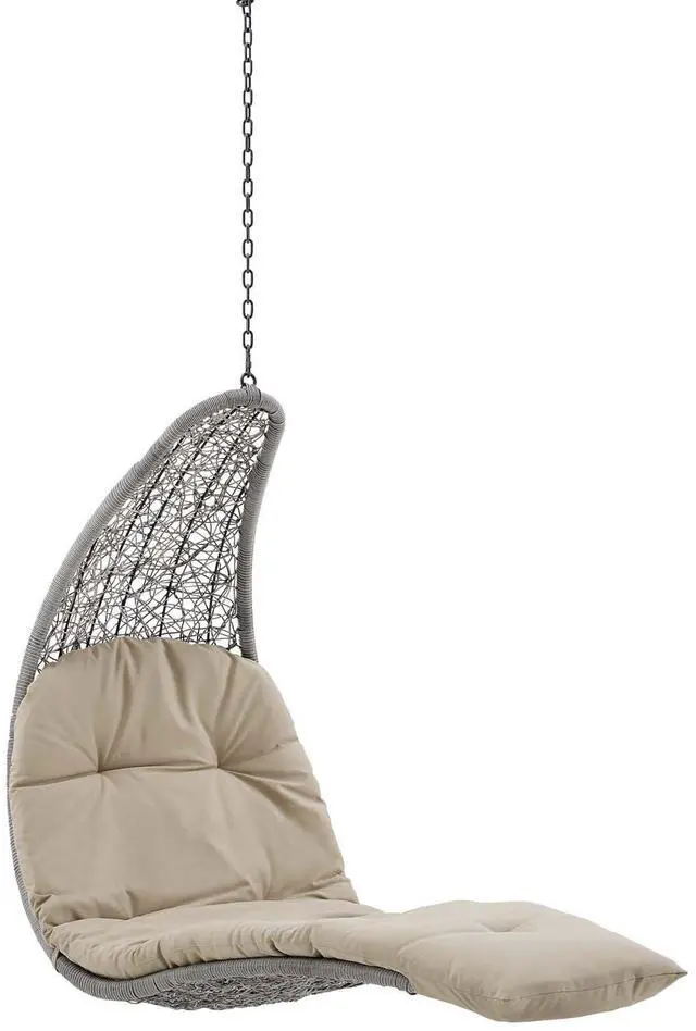 Alt view image 7 of 13 - Landscape Outdoor Patio Hanging Chaise Lounge Outdoor Patio Swing Chair Light Gray Beige