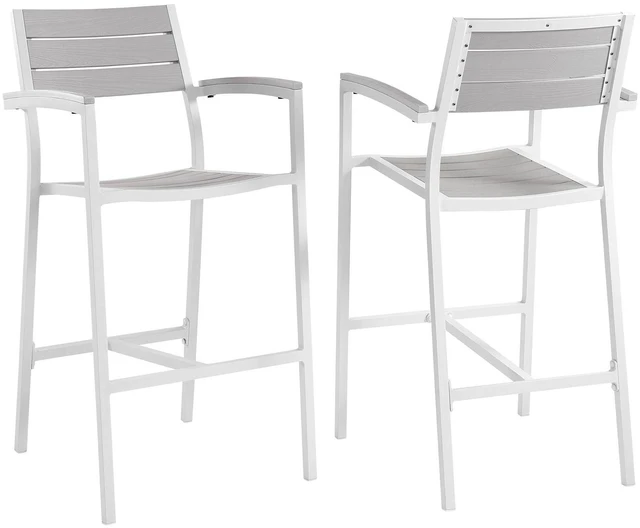 Alt view image 5 of 9 - Maine Bar Stool Outdoor Patio Set of 2 - White Light Gray