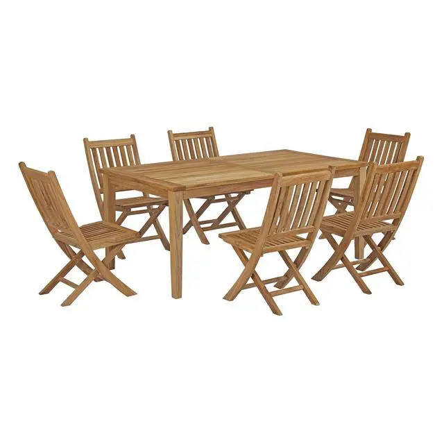 Alt view image 7 of 13 - Marina 7 Piece Outdoor Patio Teak Outdoor Dining Set - Natural