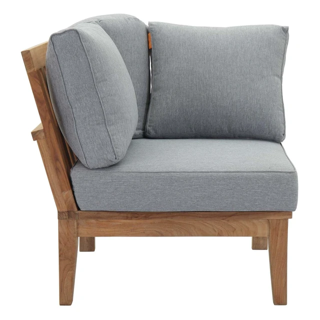 Alt view image 2 of 7 - Marina Outdoor Patio Teak Corner Sofa by Modway EEI-1146-NAT-NAV-SET