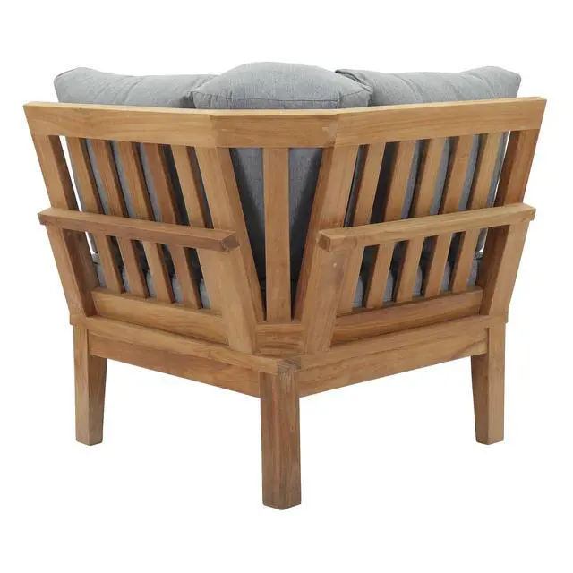 Alt view image 3 of 7 - Marina Outdoor Patio Teak Corner Sofa by Modway EEI-1146-NAT-NAV-SET