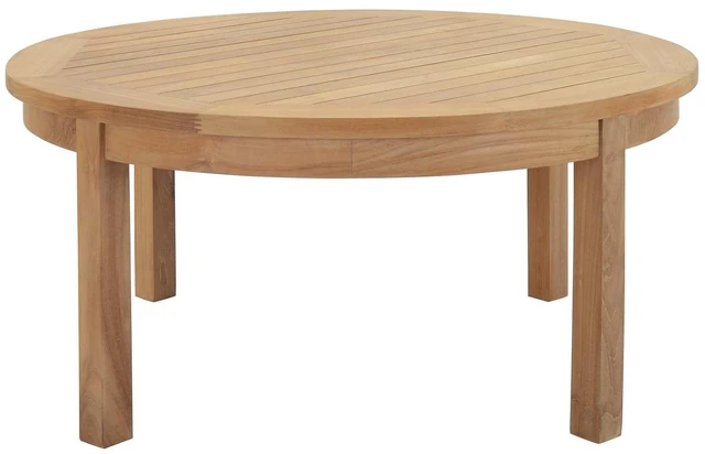 Alt view image 7 of 10 - Marina Outdoor Patio Teak Round Coffee Table - Natural