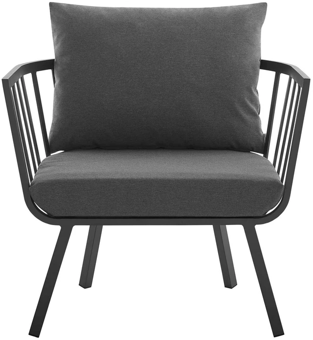 Alt view image 11 of 13 - Riverside Outdoor Patio Aluminum Armchair Set of 2 Gray Charcoal