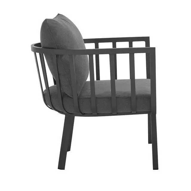 Alt view image 9 of 13 - Riverside Outdoor Patio Aluminum Armchair Set of 2 Gray Charcoal