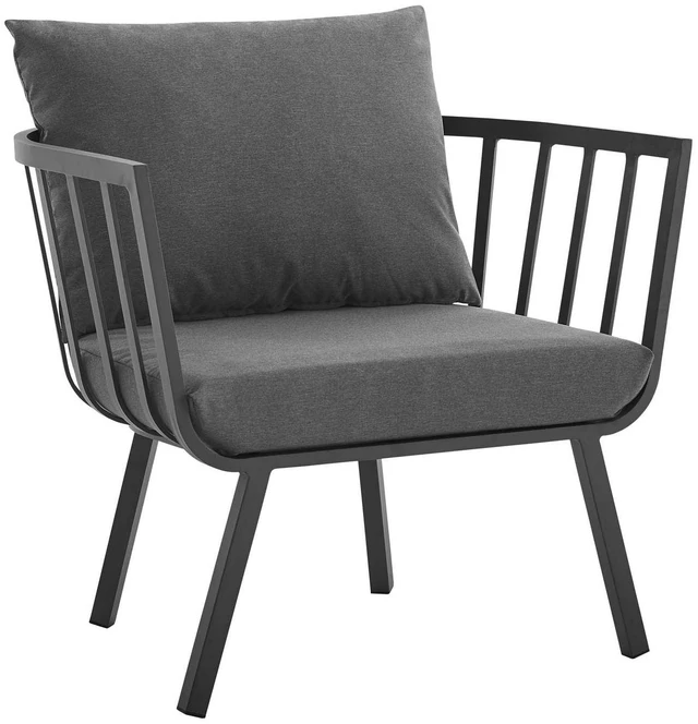 Alt view image 8 of 13 - Riverside Outdoor Patio Aluminum Armchair Set of 2 Gray Charcoal