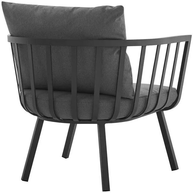 Alt view image 10 of 13 - Riverside Outdoor Patio Aluminum Armchair Set of 2 Gray Charcoal