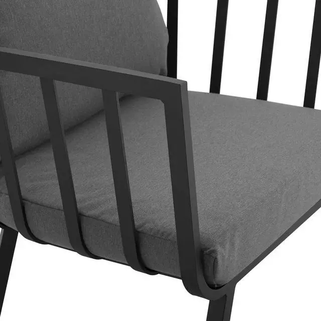 Alt view image 12 of 13 - Riverside Outdoor Patio Aluminum Armchair Set of 2 Gray Charcoal