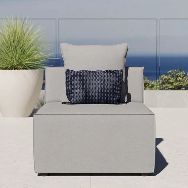 Alt view image 13 of 13 - Saybrook Outdoor Patio Upholstered Sectional Sofa Armless Chair White