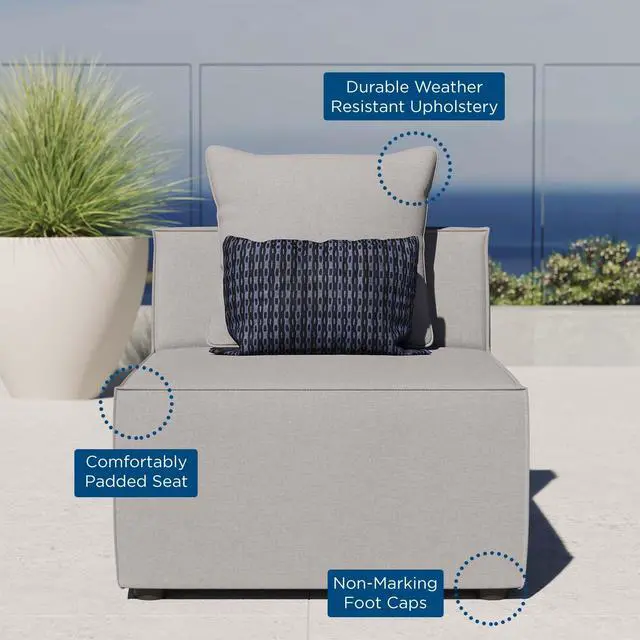 Alt view image 12 of 13 - Saybrook Outdoor Patio Upholstered Sectional Sofa Armless Chair White