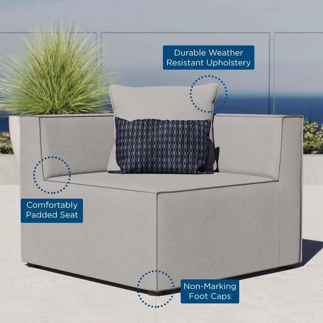Alt view image 12 of 13 - Saybrook Outdoor Patio Upholstered Sectional Sofa Corner Chair White