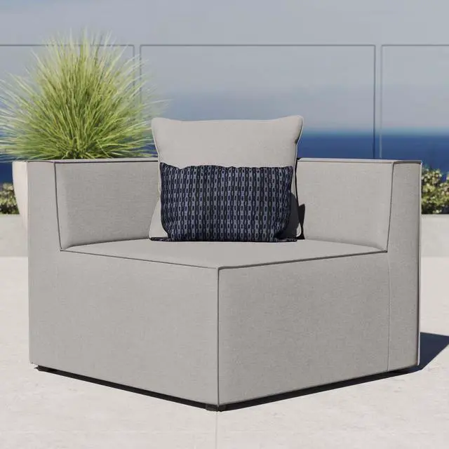 Alt view image 13 of 13 - Saybrook Outdoor Patio Upholstered Sectional Sofa Corner Chair White