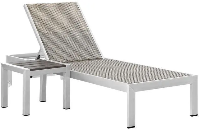 Alt view image 7 of 13 - Shore 2 Piece Outdoor Patio Set - Silver Gray