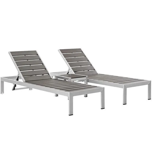 Alt view image 7 of 13 - Shore 3 Piece Outdoor Patio Aluminum Set - Silver Gray