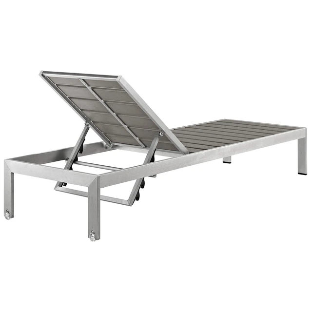 Alt view image 10 of 13 - Shore 3 Piece Outdoor Patio Aluminum Set - Silver Gray