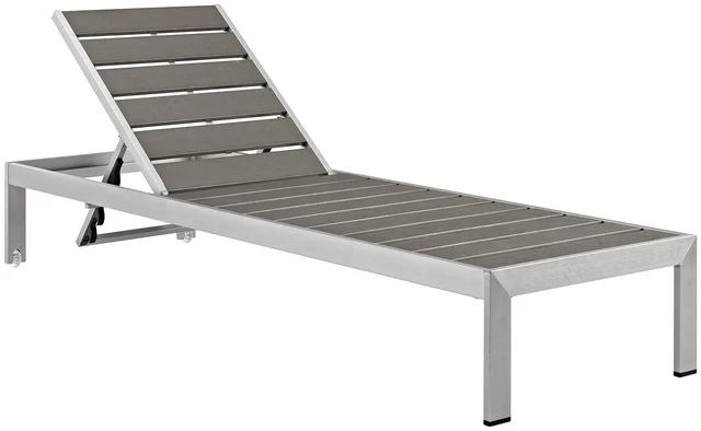 Alt view image 7 of 10 - Shore Chaise Outdoor Patio Aluminum Set of 6 - Silver Gray