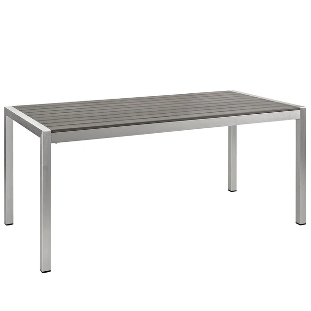 Alt view image 5 of 8 - Shore Outdoor Patio Aluminum Dining Table - Silver Gray