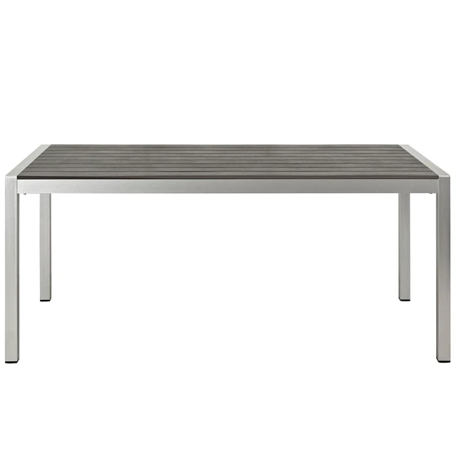 Alt view image 6 of 8 - Shore Outdoor Patio Aluminum Dining Table - Silver Gray