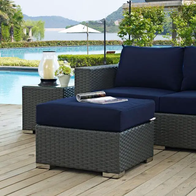 Alt view image 9 of 10 - Sojourn Outdoor Patio Sunbrella Ottoman - Canvas Antique Beige