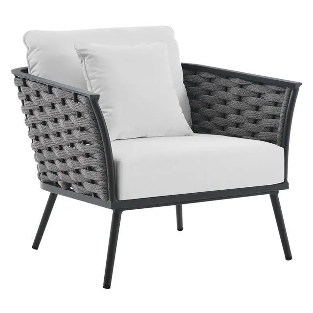 Alt view image 7 of 13 - Stance Outdoor Patio Aluminum Armchair - White Gray