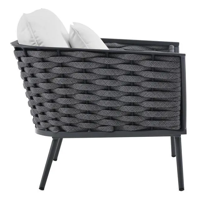 Alt view image 8 of 13 - Stance Outdoor Patio Aluminum Armchair - White Gray