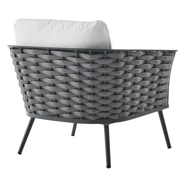 Alt view image 9 of 13 - Stance Outdoor Patio Aluminum Armchair - White Gray