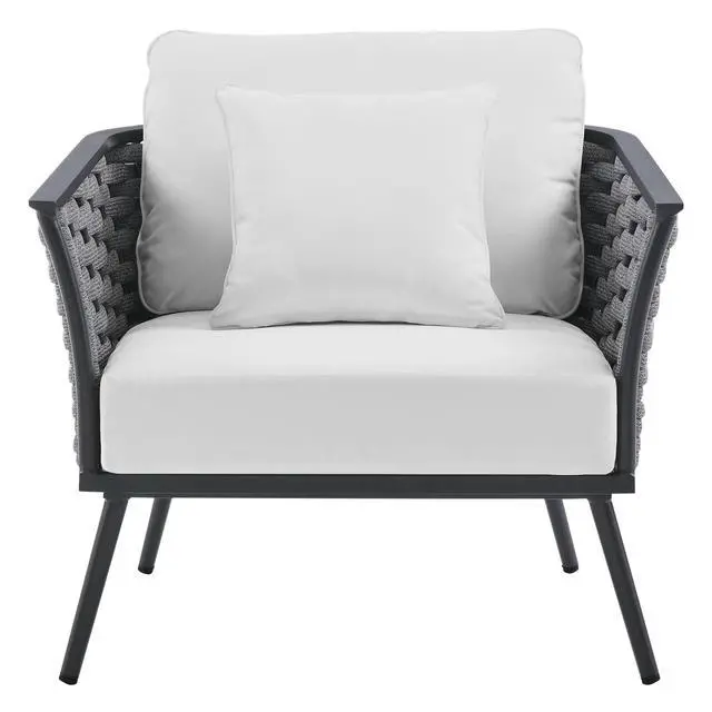 Alt view image 10 of 13 - Stance Outdoor Patio Aluminum Armchair - White Gray