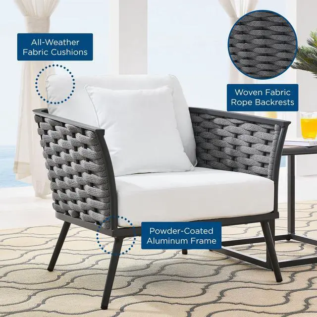 Alt view image 11 of 13 - Stance Outdoor Patio Aluminum Armchair - White Gray