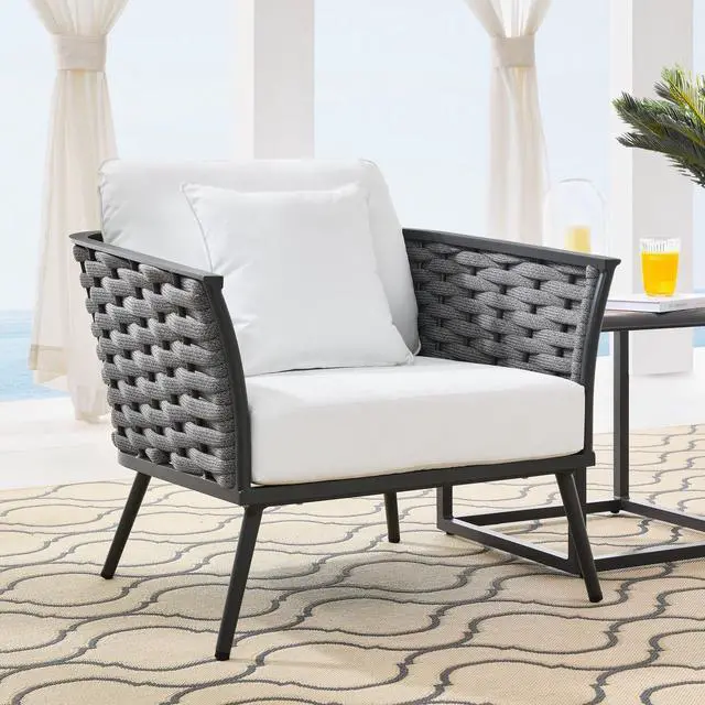 Alt view image 13 of 13 - Stance Outdoor Patio Aluminum Armchair - White Gray