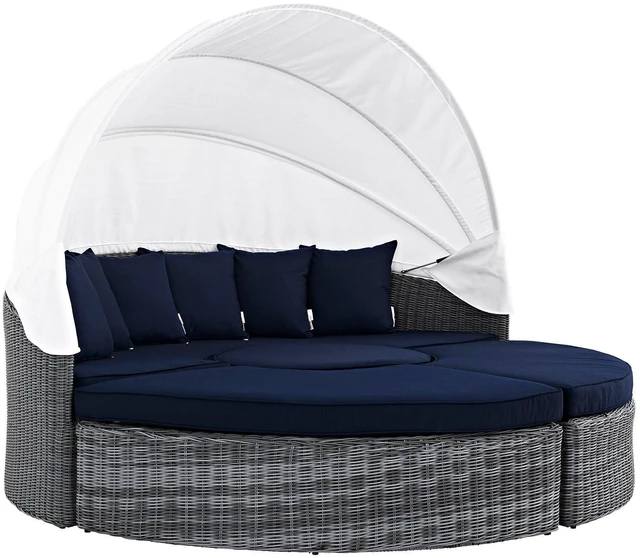 Alt view image 7 of 12 - Summon Canopy Outdoor Patio Sunbrella Daybed - Canvas Navy