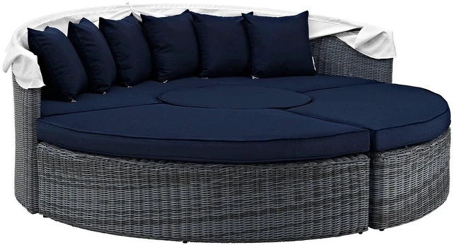Alt view image 9 of 12 - Summon Canopy Outdoor Patio Sunbrella Daybed - Canvas Navy