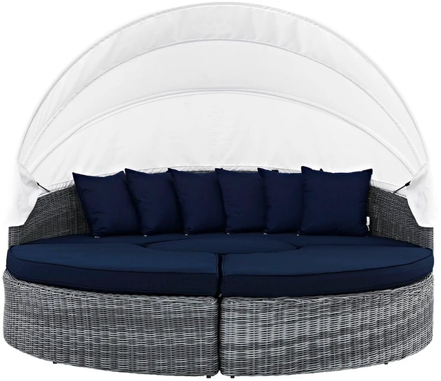 Alt view image 10 of 12 - Summon Canopy Outdoor Patio Sunbrella Daybed - Canvas Navy