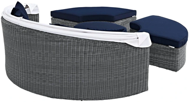 Alt view image 11 of 12 - Summon Canopy Outdoor Patio Sunbrella Daybed - Canvas Navy