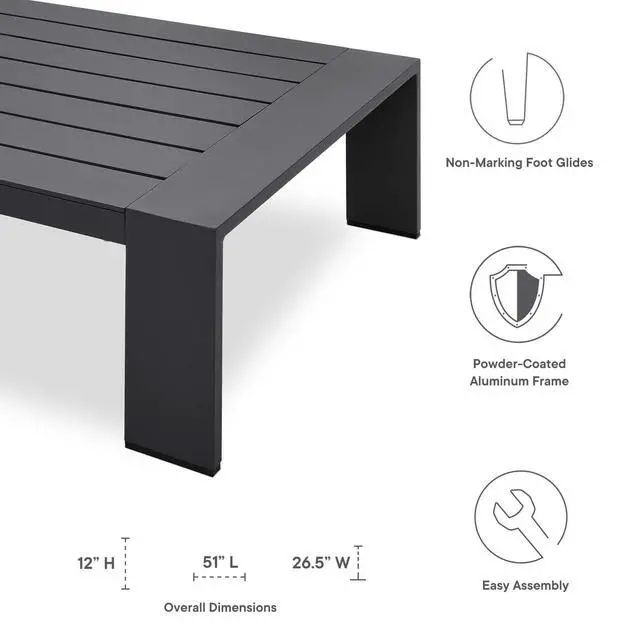 Alt view image 10 of 11 - Tahoe Outdoor Patio Powder-Coated Aluminum Coffee Table