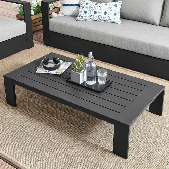 Alt view image 11 of 11 - Tahoe Outdoor Patio Powder-Coated Aluminum Coffee Table